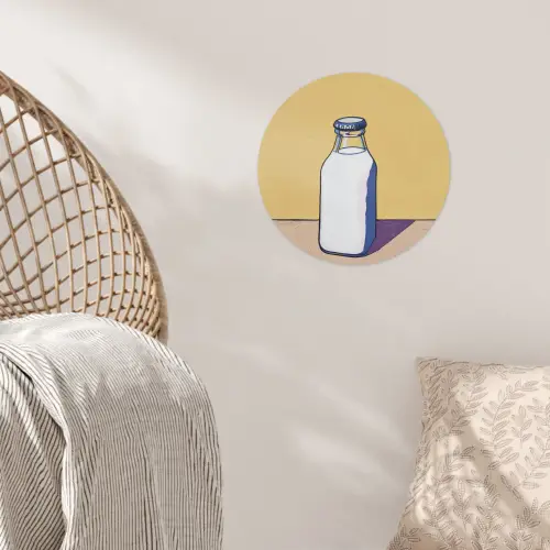 Glazen - Fles - Illustratie - Melk Wandcirkel behangsticker klein -sfeer4