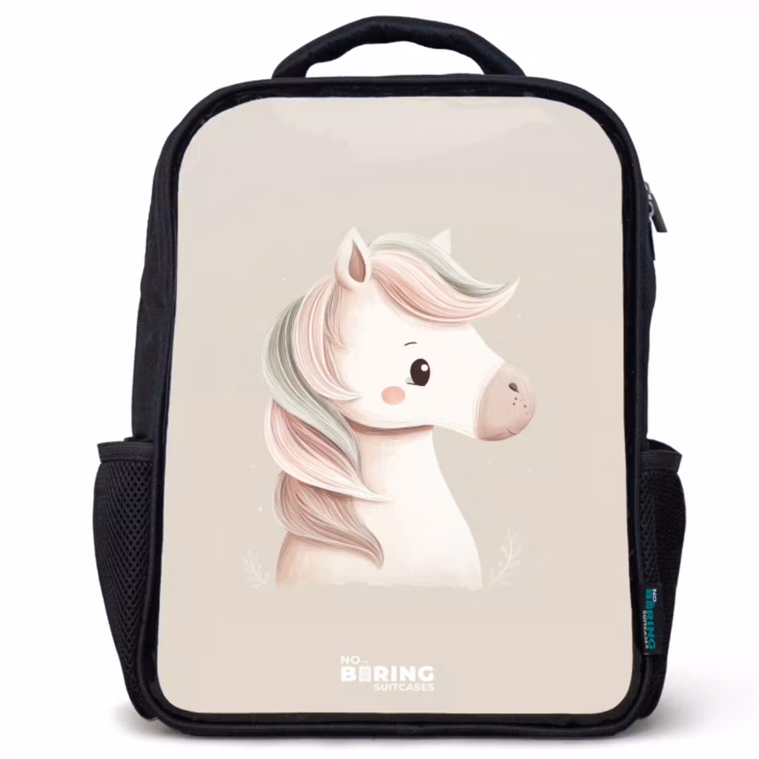 Pony in roze pastel kleuren Rugzak - Zwart middel -3d