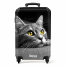Zwart witte kat met gele ogen NBS - Handbagage koffer - Unisex middel -productfoto_recht