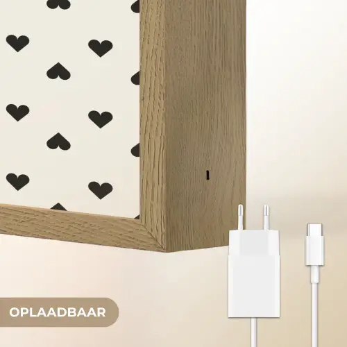 Vet - Liefde - Wit - Zwart Light Box met batterij (Wandlamp) middel 907 -USP_websiteoplaadbaarNL