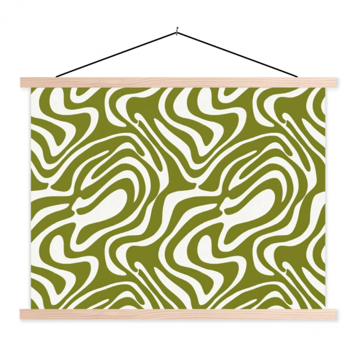 Lijnpatroon - Groen - Organisch textielposter latten blank klein 122 -3d