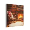 Winter - Kerst - Huis - Openhaard aluminium wit klein -3d