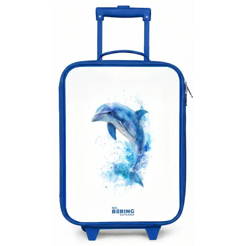 Springende blauwe dolfijn Kinderkoffer - Blauw klein -zz3dotto