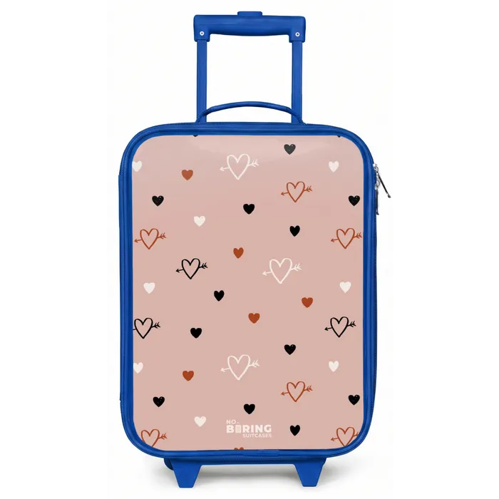 Hartjes met pijlen in zwart, wit en roze Kinderkoffer - Blauw klein -zz3dotto