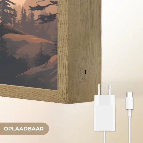 Beren - Bomen - Landschap - Zonsondergang Light Box met batterij (Wandlamp) middel -USP_websiteoplaadbaarNL