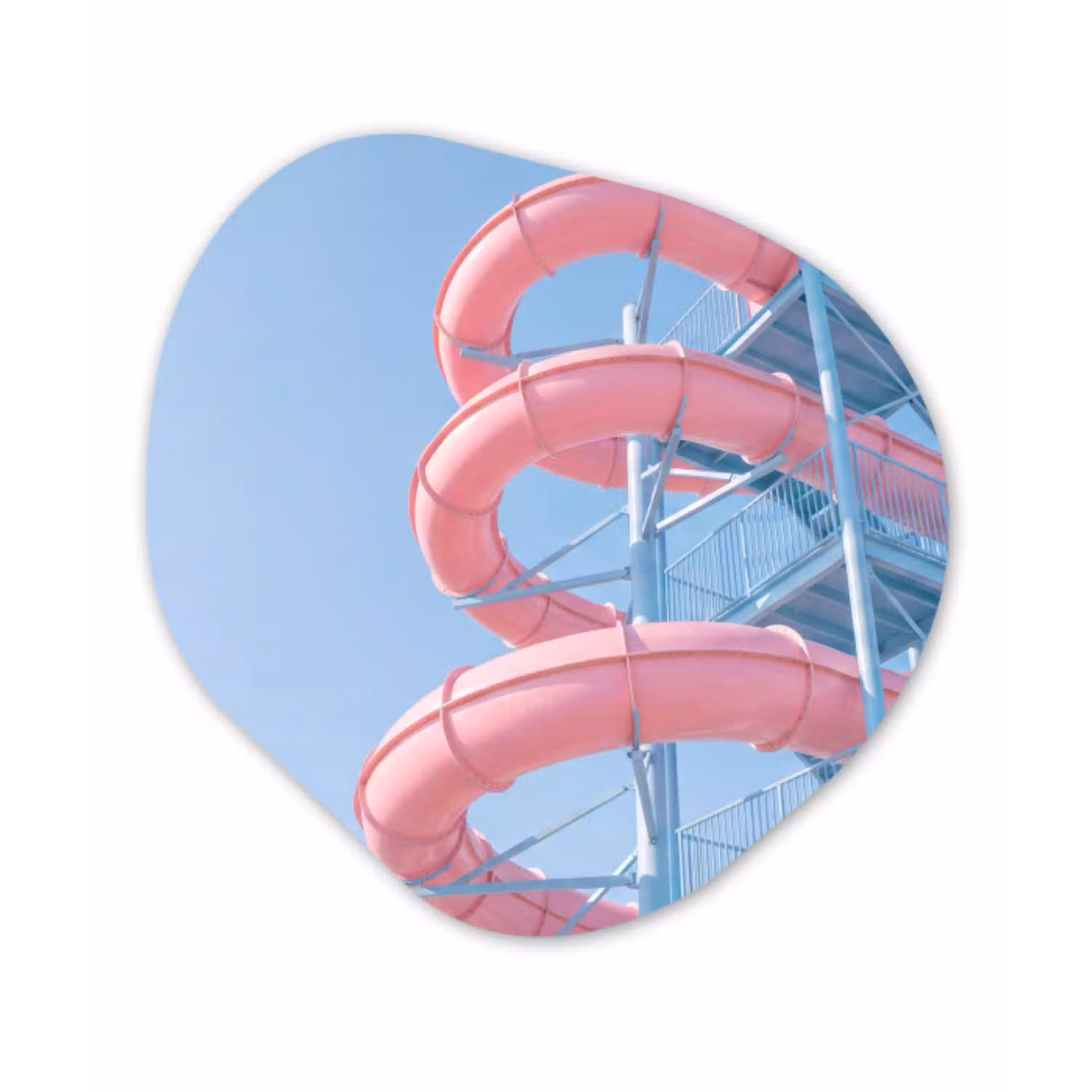 Glijbaan - Waterpark - Spiraal - Modern - Roze Wandcirkel Organisch Aluminium middel -3d