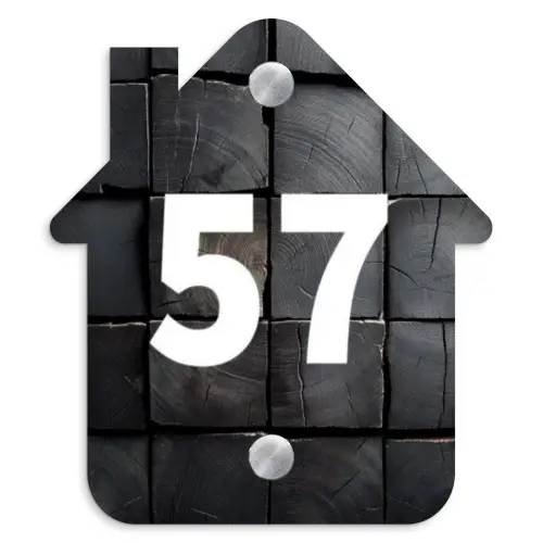 Zwarte houtblokken - Traditioneel Naambord Huisje klein -3d