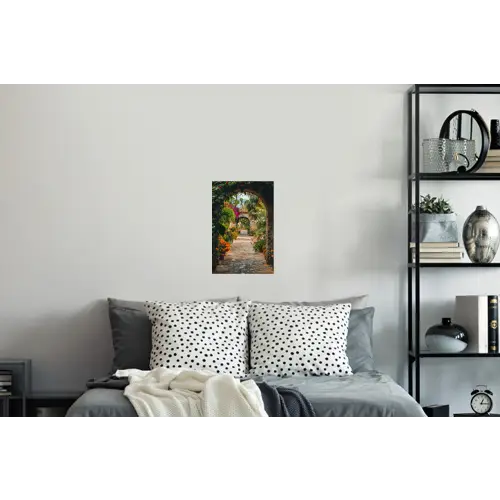 Doorkijk - Bloemen - Poort - Stenen Muursticker klein -slaapkamer