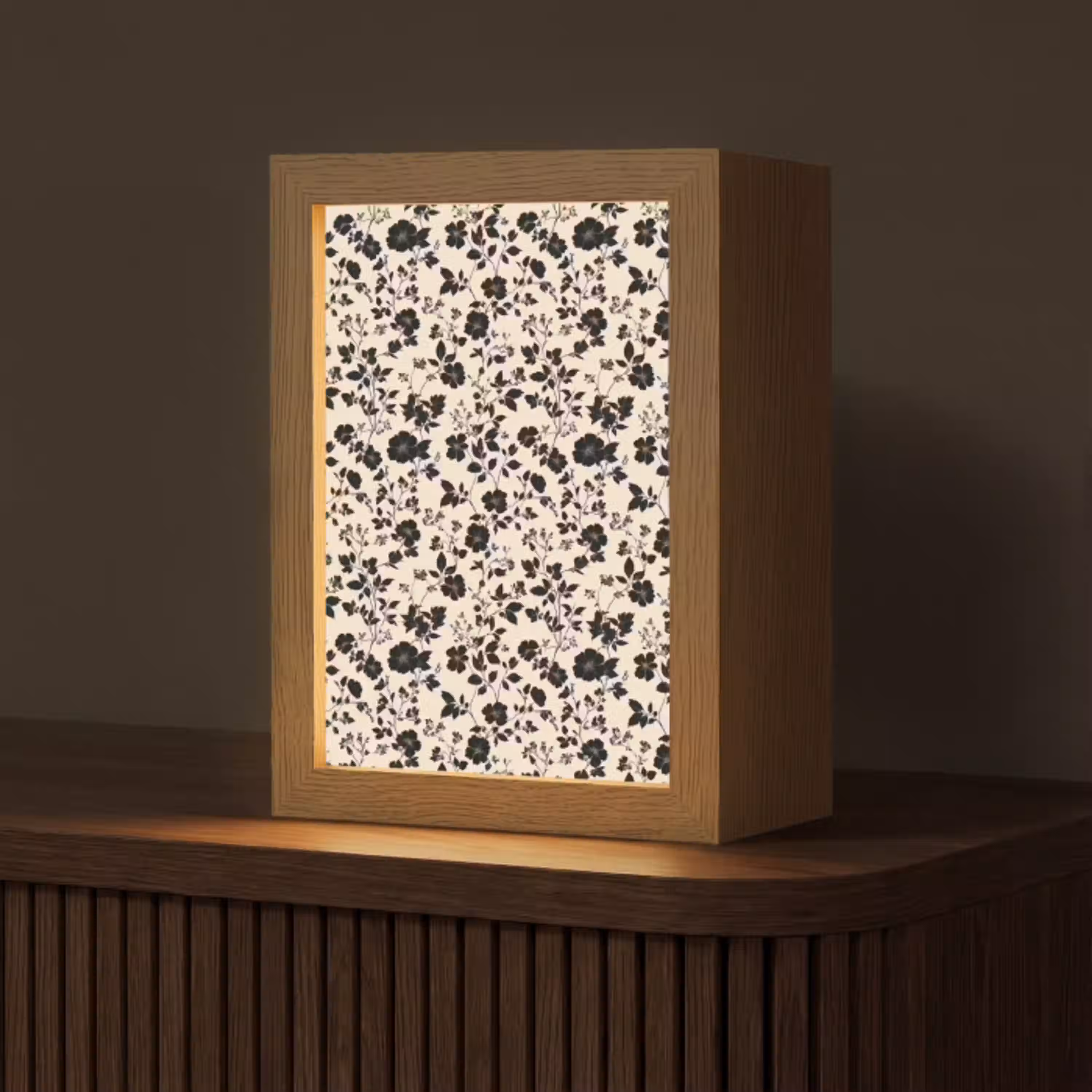 Bloemen - Dessin - Zwart Light Box met kabel (Tafellamp) klein 925 -z3d_website