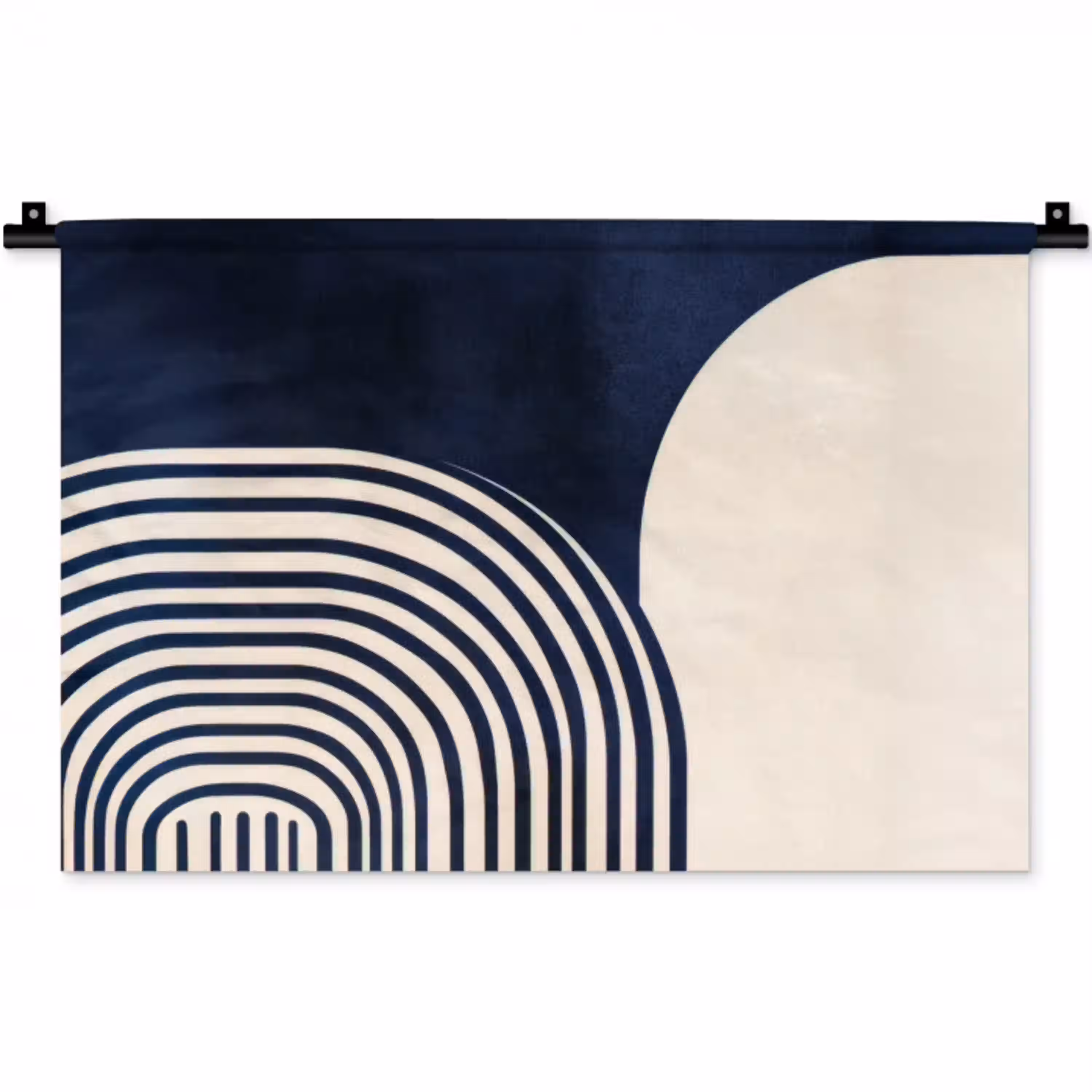 Donkerblauw - Abstract - Lijnen Wandkleed katoen klein -zz3d