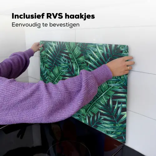 Jungle - Bladeren - Tropical Inductie beschemer met haakjes klein -ky-ophangen-nl