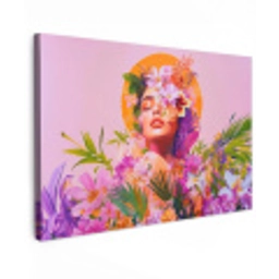 Vrouw - Abstract - Cirkel - Bloemen Tuinposter op houten frame 2 cm dik klein -3d