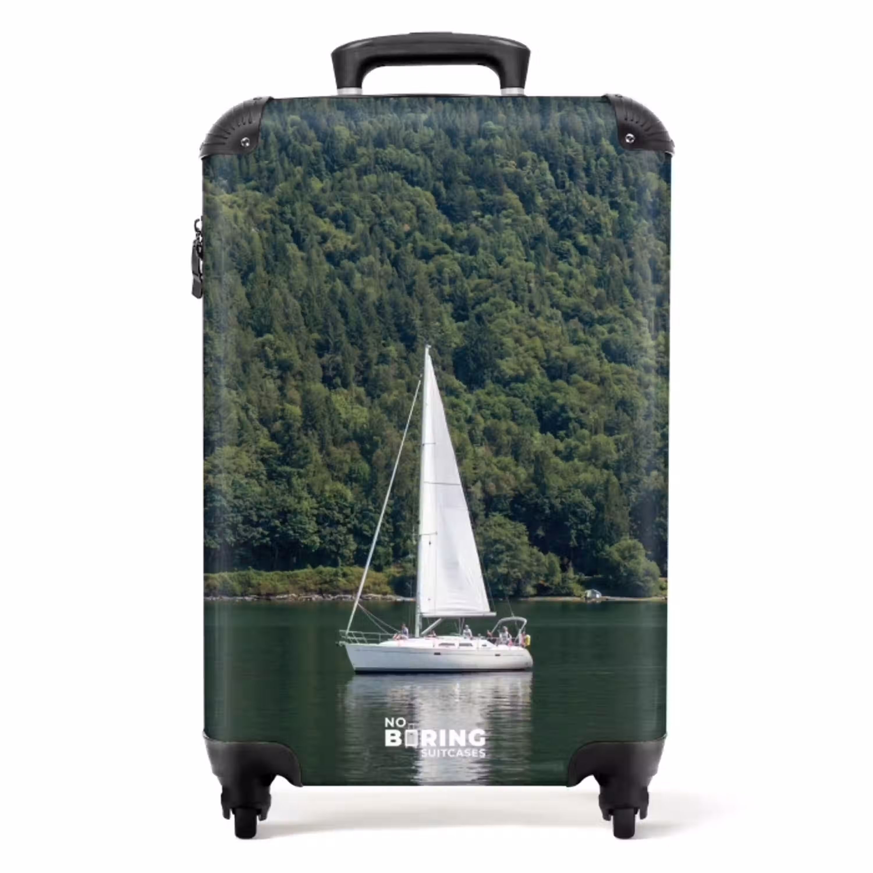 Zeilboot - Water - Bergen - Natuur - Groen NBS - Handbagage koffer - Volwassenen Unisex middel -productfoto_recht