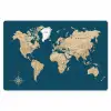 Wereldkaart - Donkerblauw - Beige Placemat vinyl groot -zzsfeer1_Kitchenyeah-website