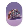 Edelstenen - Glitters - Paars - Kleurrijk Wandcirkel Ovaal Forex klein -3d