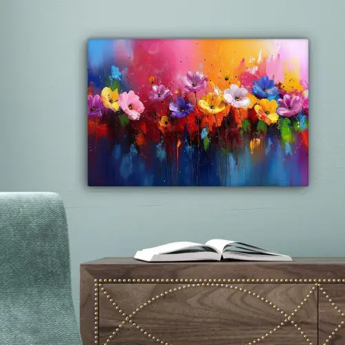 Fantasiebloemen - Verf - Speels canvas 2cm klein -sfeer4