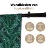 Palmbladeren - Blauw - Tint - Zwart Wandkleed katoen klein 269 -sfeer2