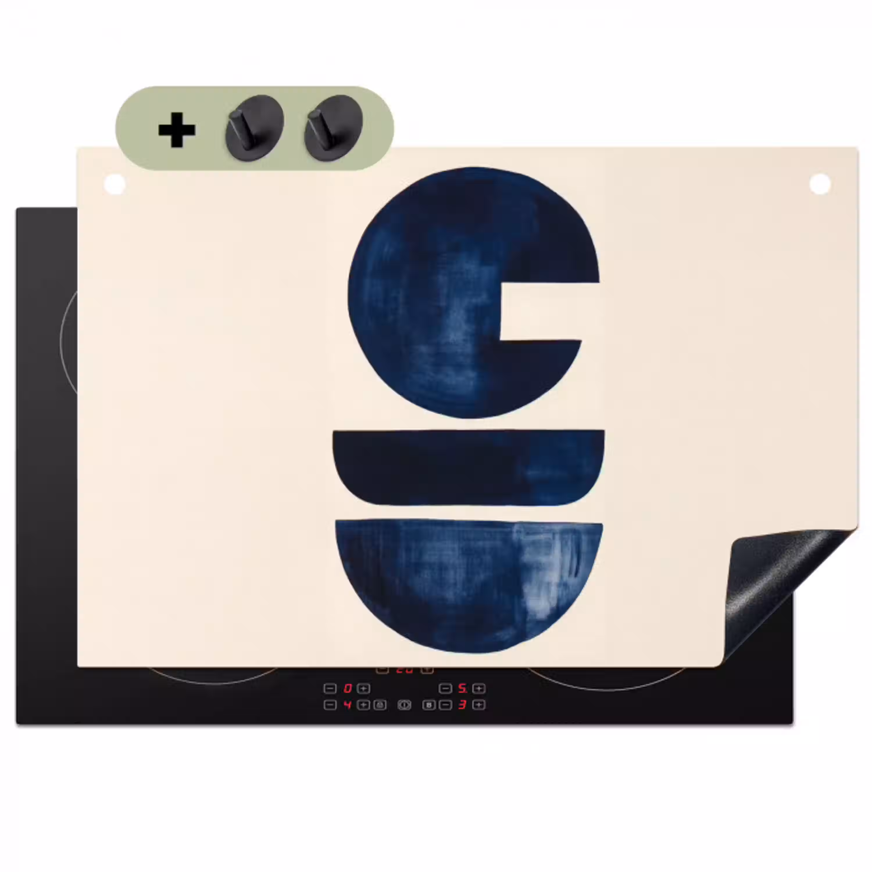 Vormen - Blauw - Abstract Inductie beschemer met haakjes klein -3d