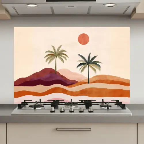 Palmbomen - Abstract - Zon - Heuvels keuken achterwand spatscherm klein -3d_website