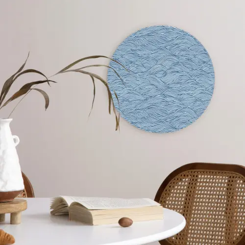 Golven - Ritmisch - Blauw Wandcirkel kunststof plaat 5mm dik klein 188 -sfeer4
