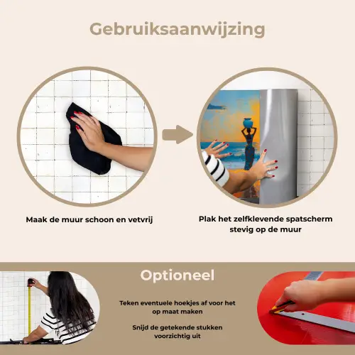 Vrouwen - Strand - Zondsondergang keuken achterwand spatscherm klein -gebruiksaanwijzing_NL
