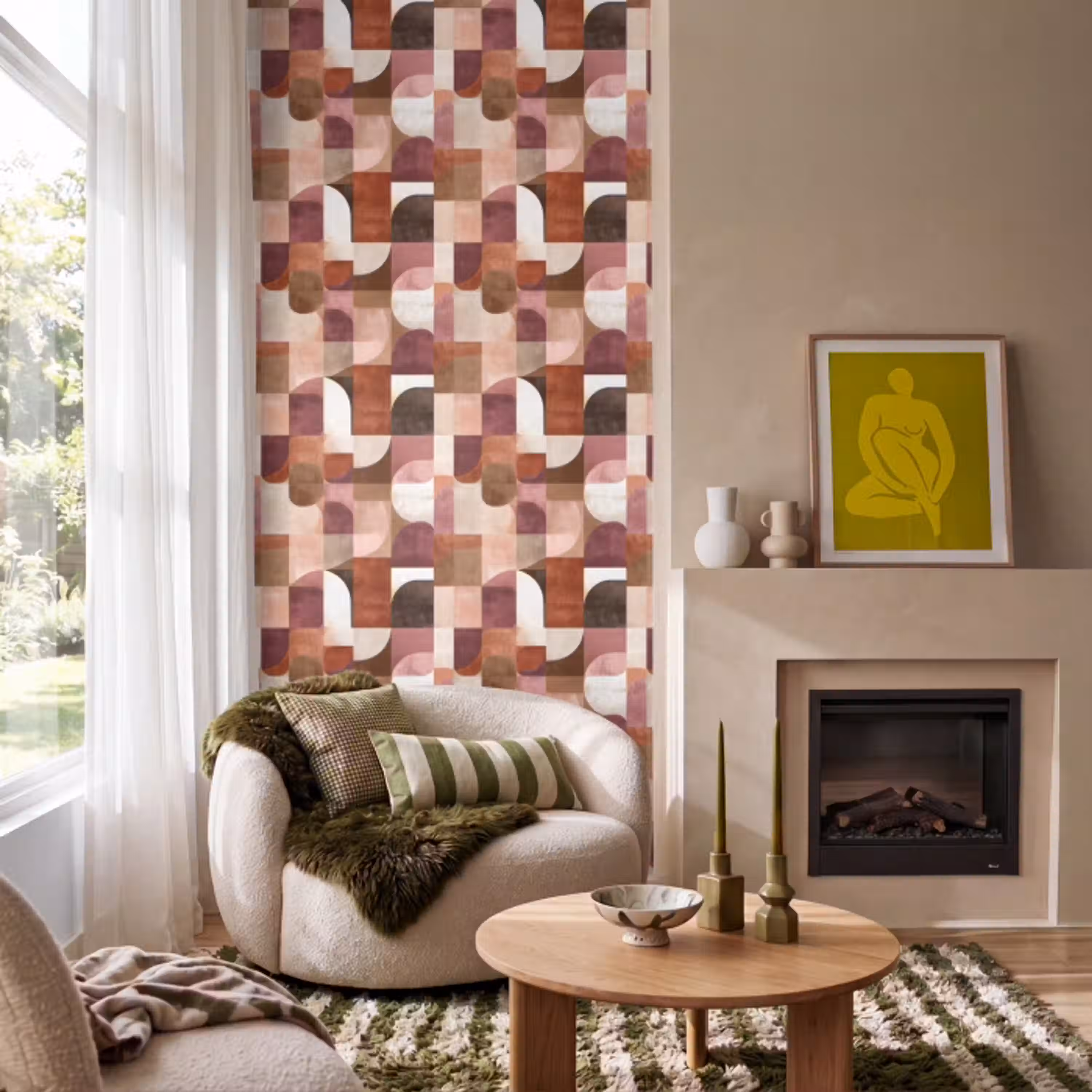 Geometrie - Modern - Retro Behang Vlies klein 1076 -sfeer2