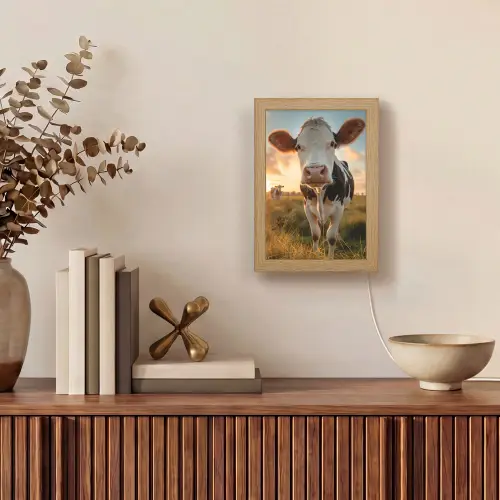 Koe - Weiland - Dieren portret - Natuur - Koeien Light Box met kabel (Tafellamp) klein -sfeer2