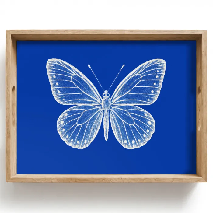Vlinder - Wit - Getekend - Stippen Dienblad Rechthoek middel -z3d_shopping