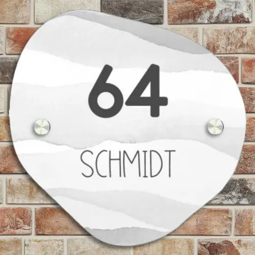 Aquarel - Grijs - Modern Naambord Organisch middel -sfeer10