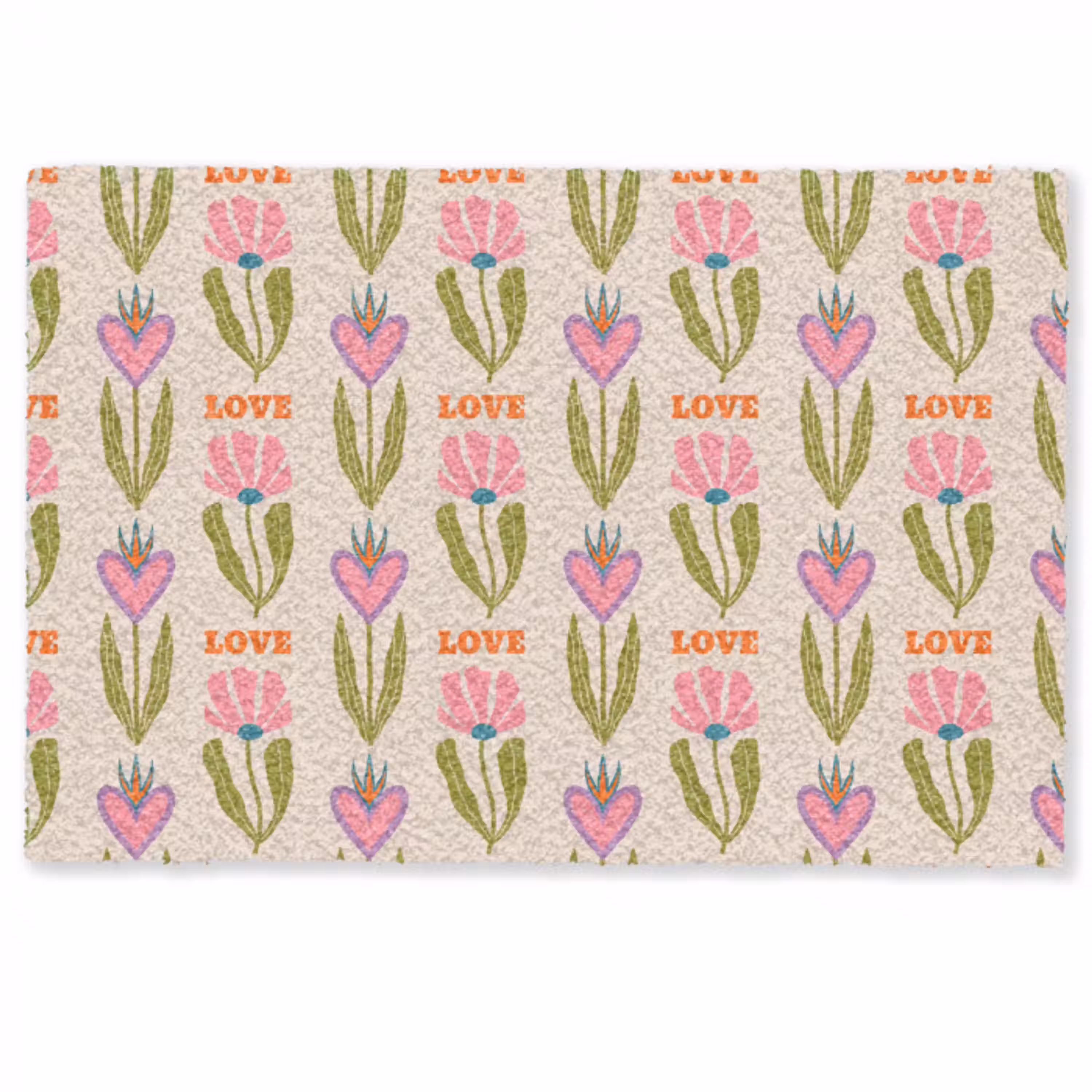Love - Patroon - Bloemen - Hartjes Deurmat klein 898 -zkaufland3d