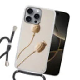 Papaverbollen - Droogbloemen - Minimalistisch - Beige - Rustig Hoesje iPhone 16 Pro Max met koord klein -sfeer1