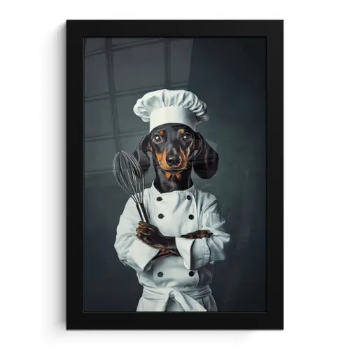 Hond - Garde - Kok fotolijst zwart zonder passe partout klein -3d