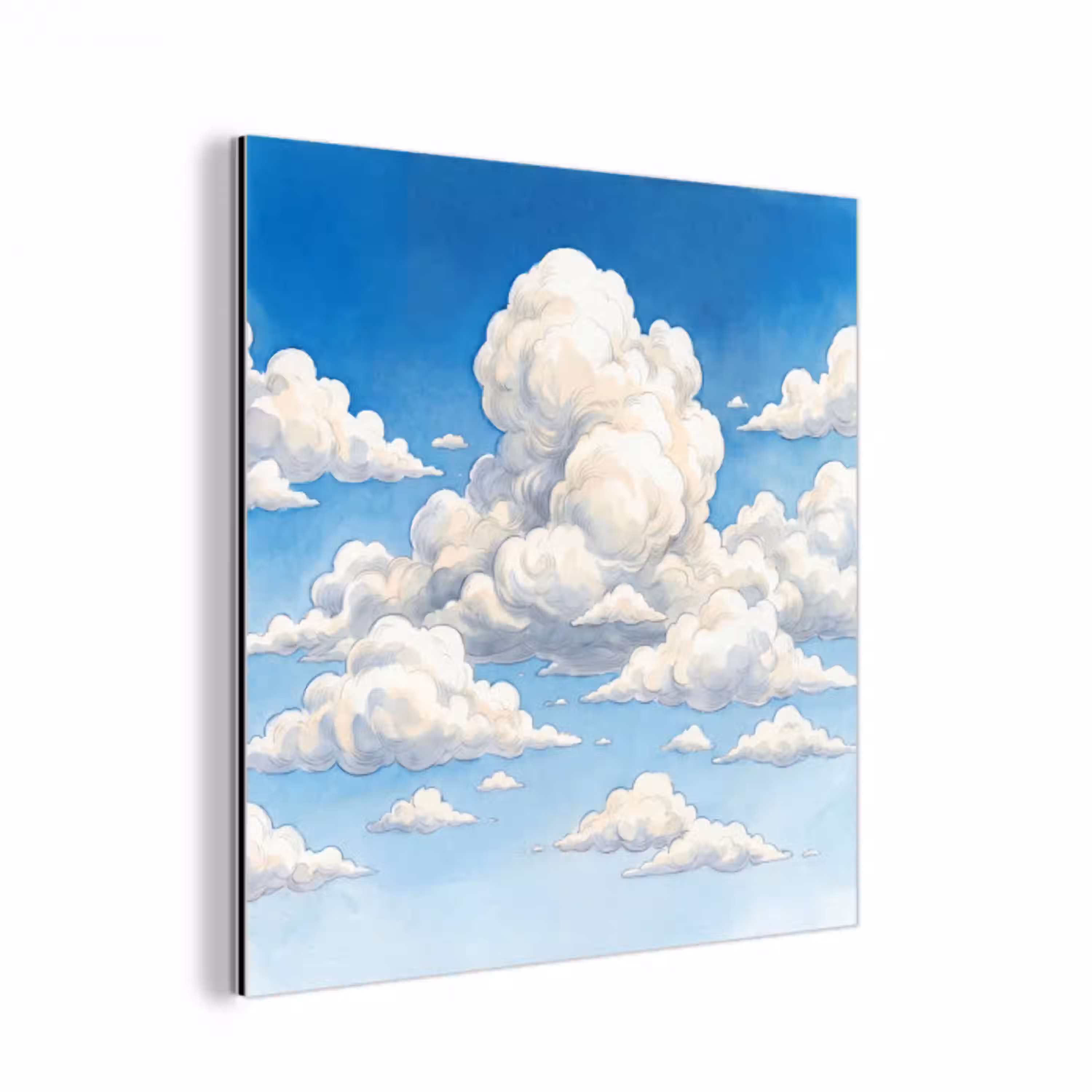 Wolken - Blauwe lucht - Natuur - Modern - Wit aluminium wit klein -3d