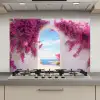 Zee - Roze - Bloemen - Poort keuken achterwand spatscherm klein -3d_website
