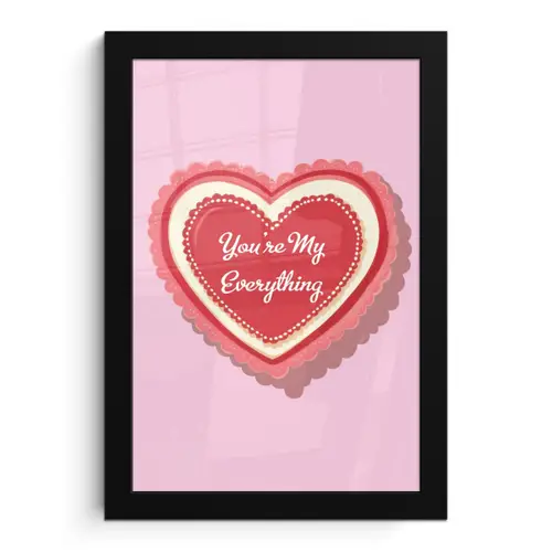 Liefde - Hart - Valentijn fotolijst zwart zonder passe partout klein -3d