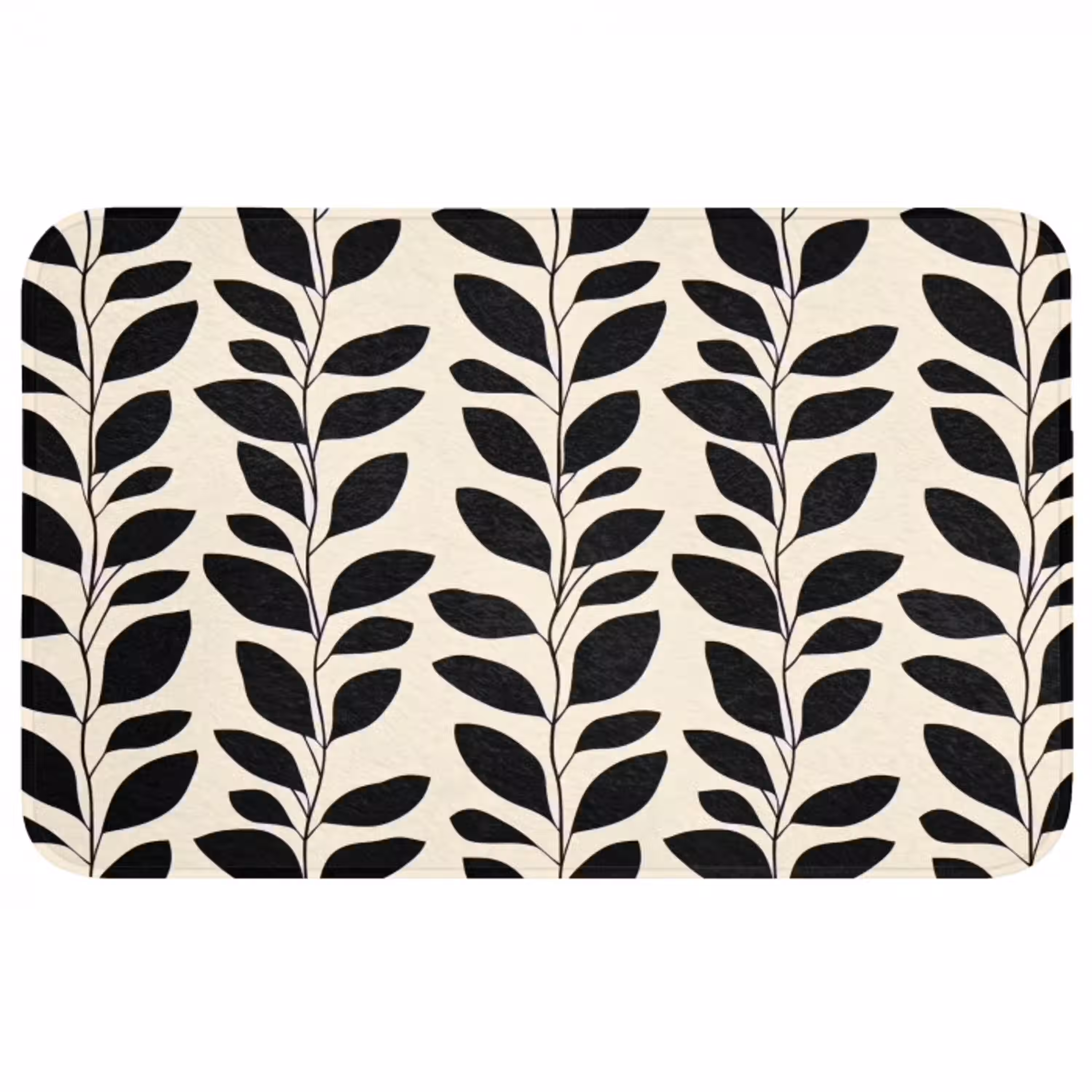 Botanisch - Dessin - Zwart - Beige Badmat middel 997 -3d