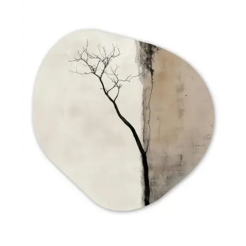 Wabi sabi - Plant - Beige Wandcirkel Organisch Forex 3mm klein -3d