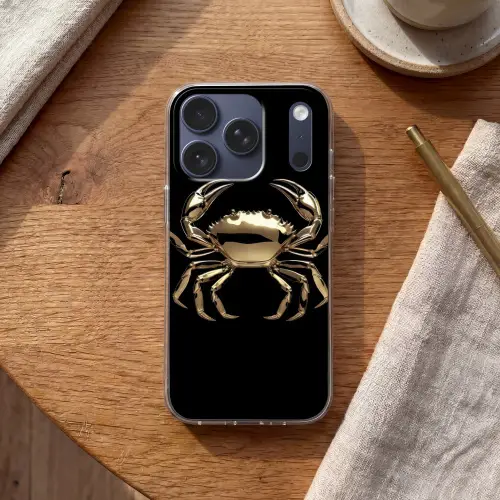 Goud - Krab - Dieren - Zwart Telefoonhoesje iPhone 17 Pro klein -sfeer1