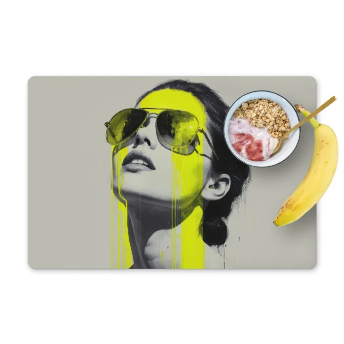 Vrouw - Bril - Verf Placemat vinyl groot -zzzproduct_Kitchenyeah-website