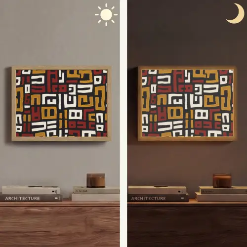 Abstract - Patroon - Rood Light Box met batterij (Wandlamp) middel -sfeer3