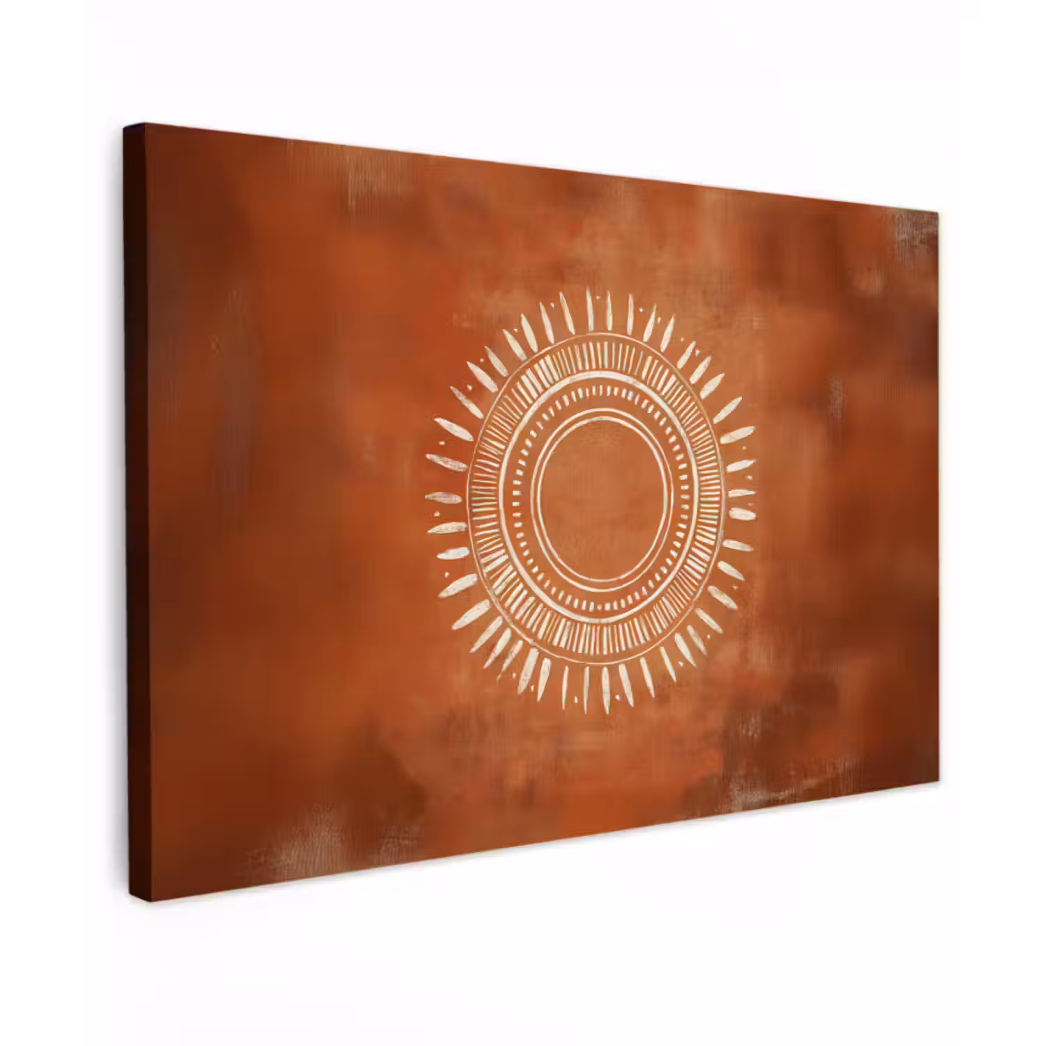 Canvas schilderij - Abstract - Lijnen - Zonnestralen - Roodbruin