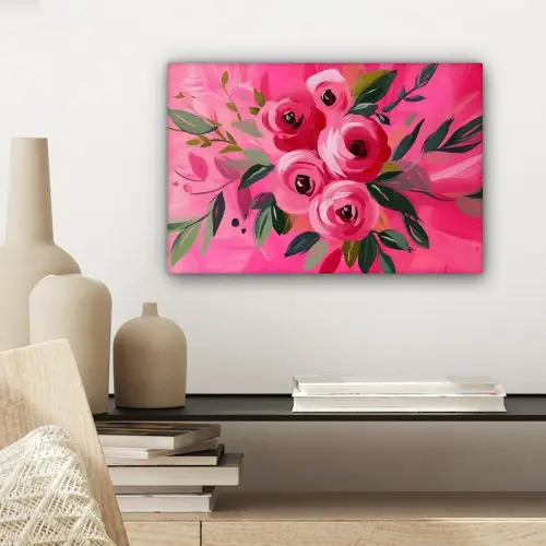 Bloemen - Verf - Roze canvas 2cm klein -sfeer6
