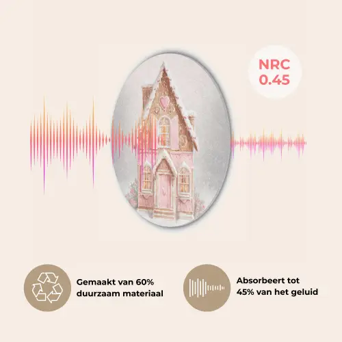 Huisje - Suiker - Pastel Akoestische PET Vilt - Rond klein -USP_NL