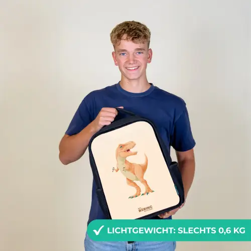 T-rex dino in oranje kleuren Rugzak - Zwart middel -sfeer7_NL