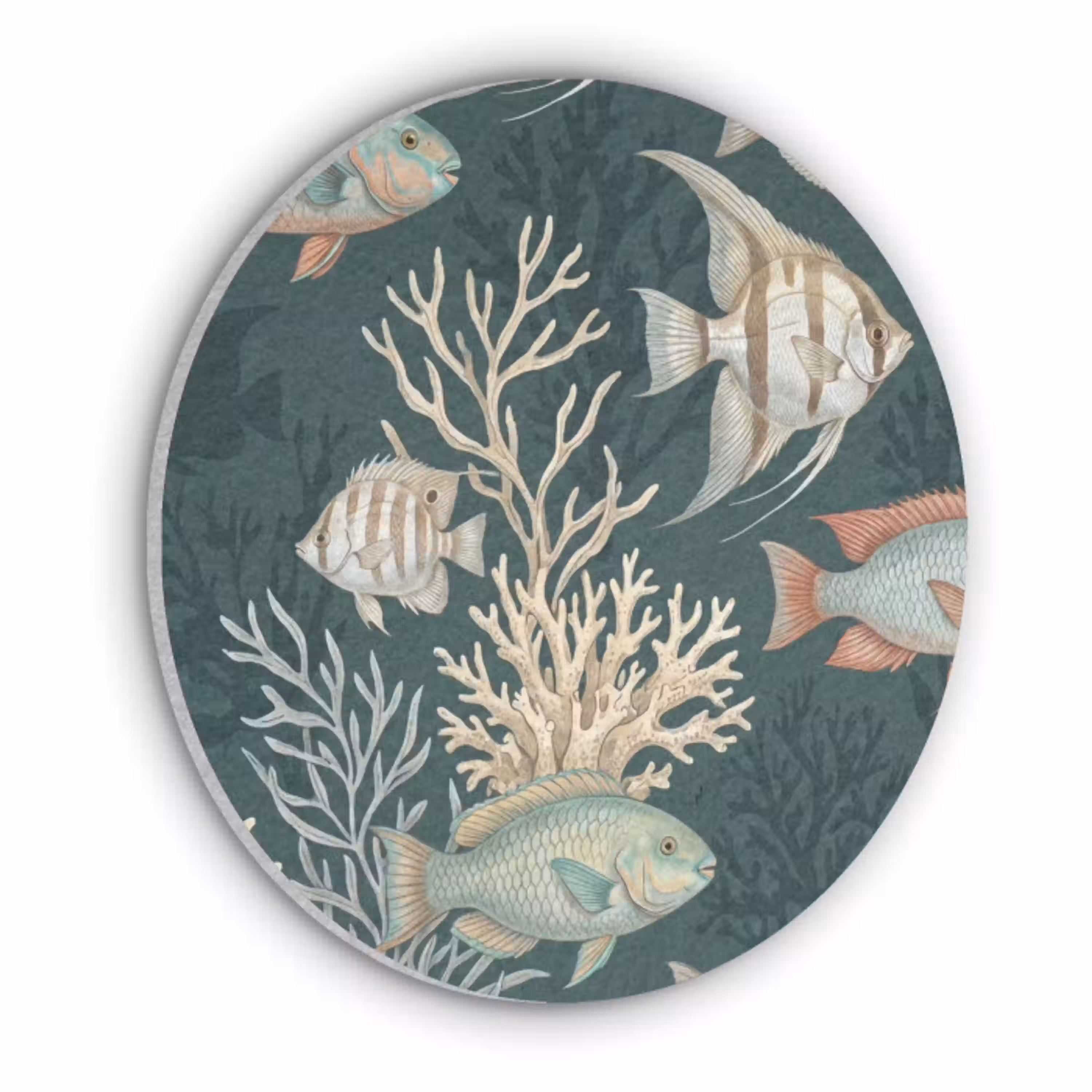 Vis - Koraal - Onderwater - Illustratie Akoestische PET Vilt - Rond klein -3d