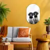 Honden - Bivakmuts - Zwart - wit Wandcirkel Ovaal Forex klein -sfeer4
