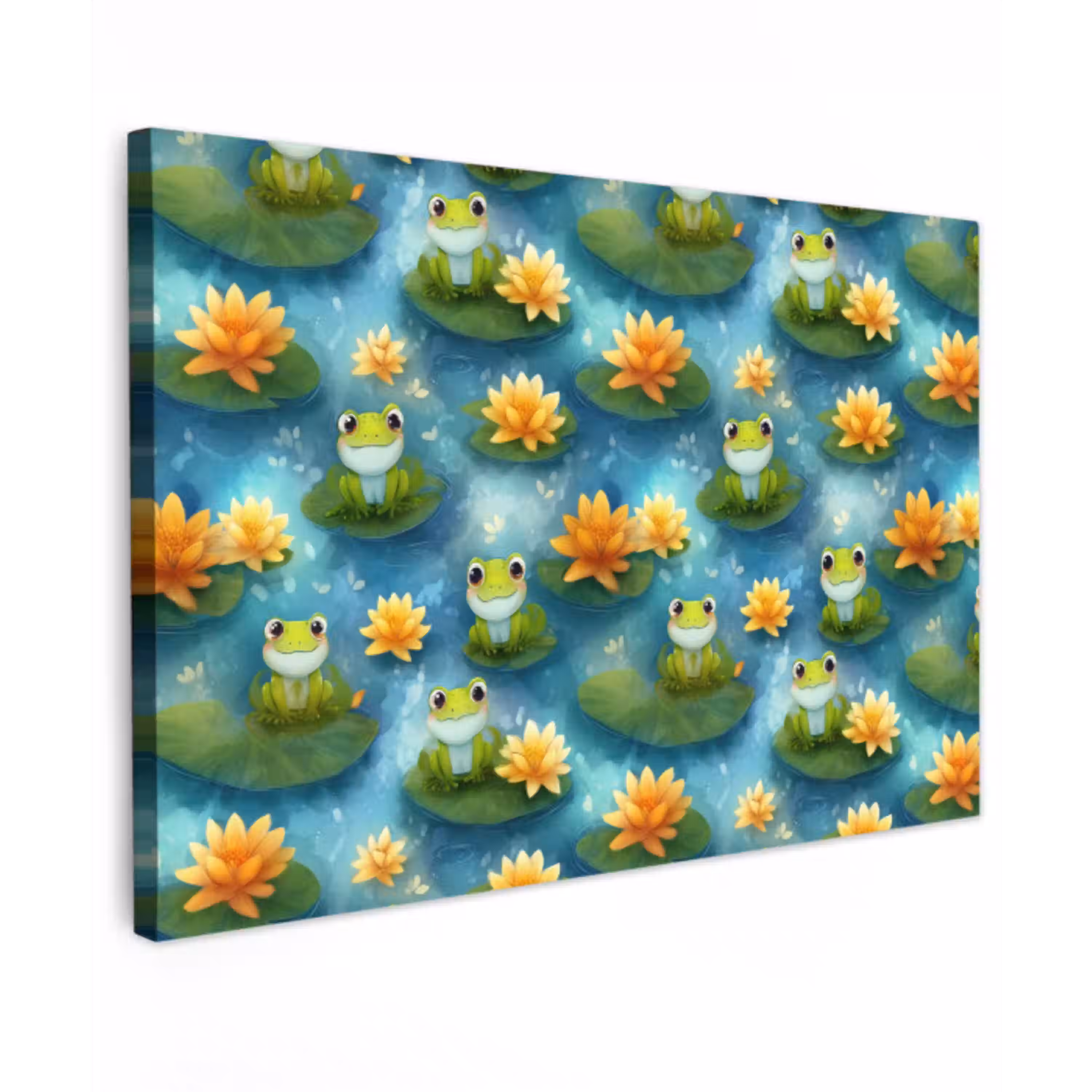 Kikker - Lelies - Groen canvas 2cm klein 34 -z3d