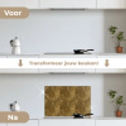 Organisch - Lijnen - Goud keuken achterwand spatscherm klein 900 -voor_na_NL