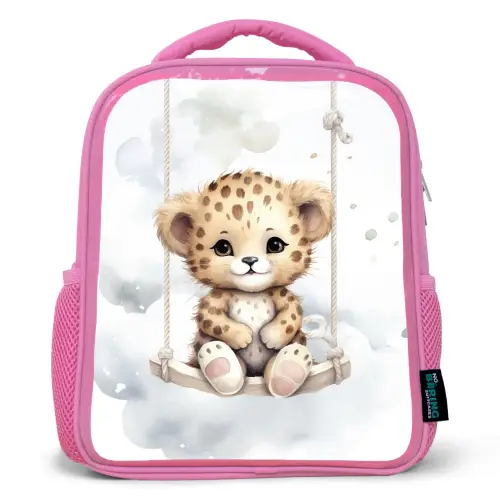 Luipaard - Dier - Kinderen Kinderrugzak - Roze middel -3d