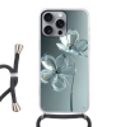 Kristal - Bloemen - Grijs Hoesje iPhone 16 Pro Max met koord klein -3d